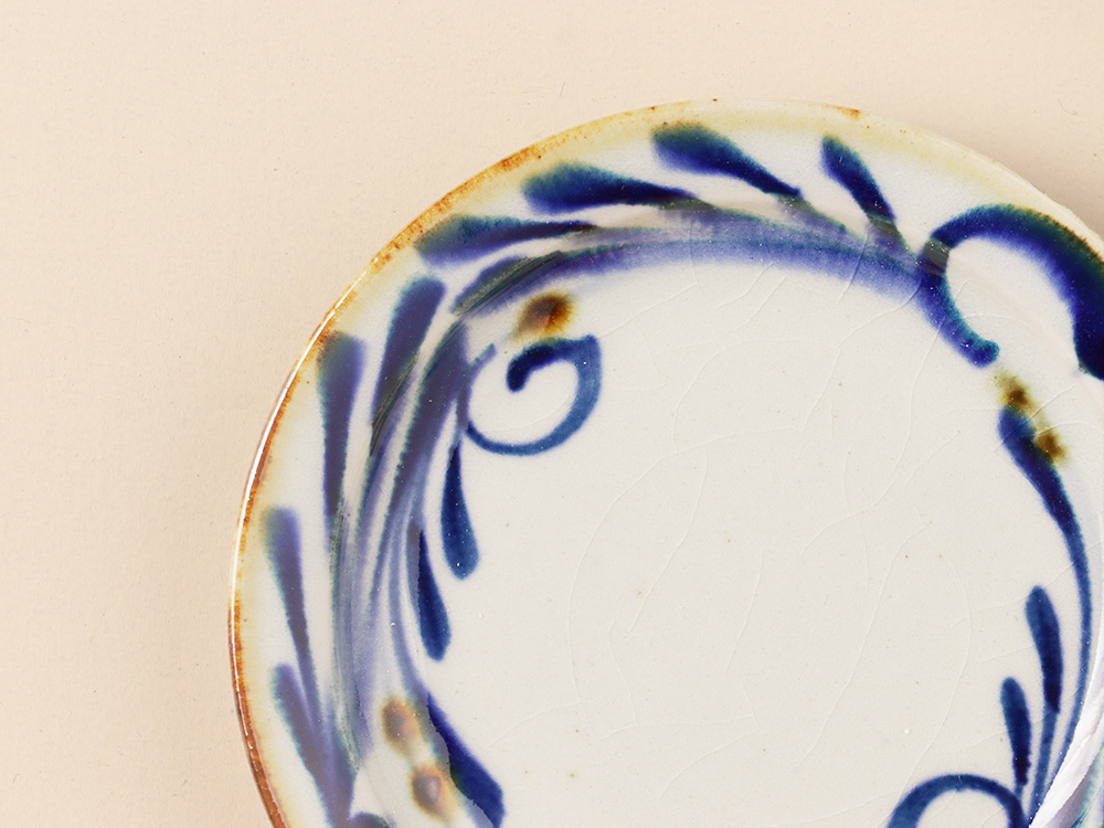 フチサビ 染付 4寸小皿 波佐見焼