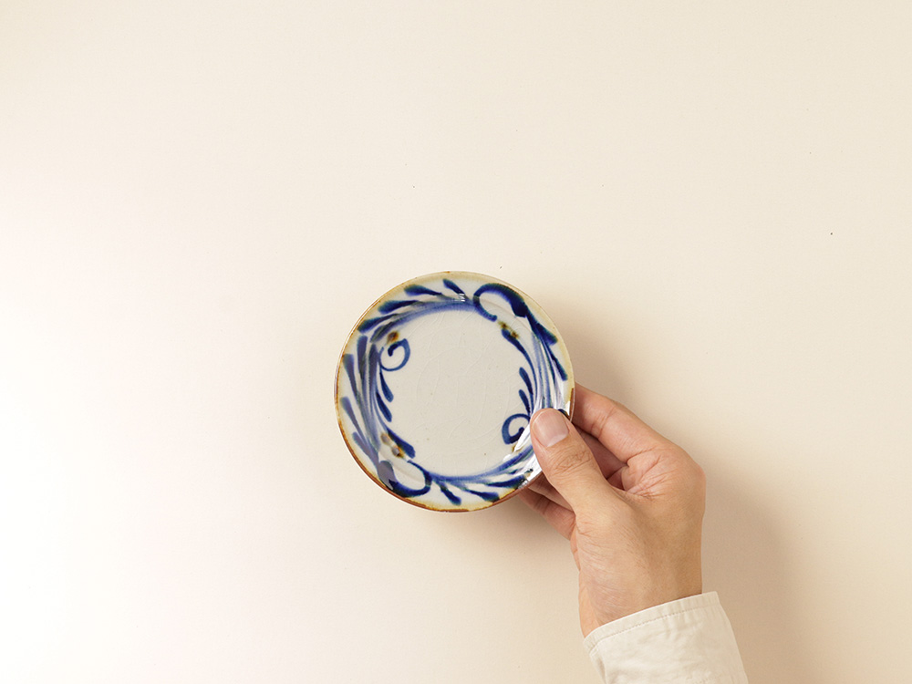 フチサビ 染付 4寸小皿 波佐見焼