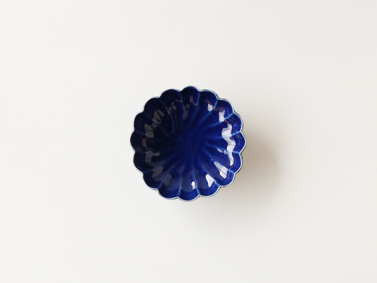 瑠璃釉/青磁 菊型 浅鉢 波佐見焼