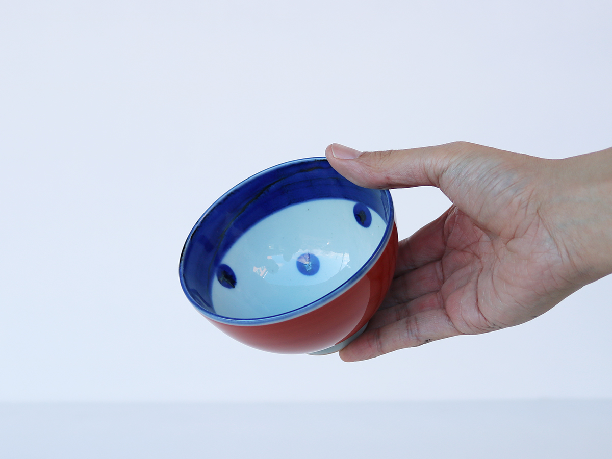 呉須巻・朱巻 ドット お茶碗 波佐見焼