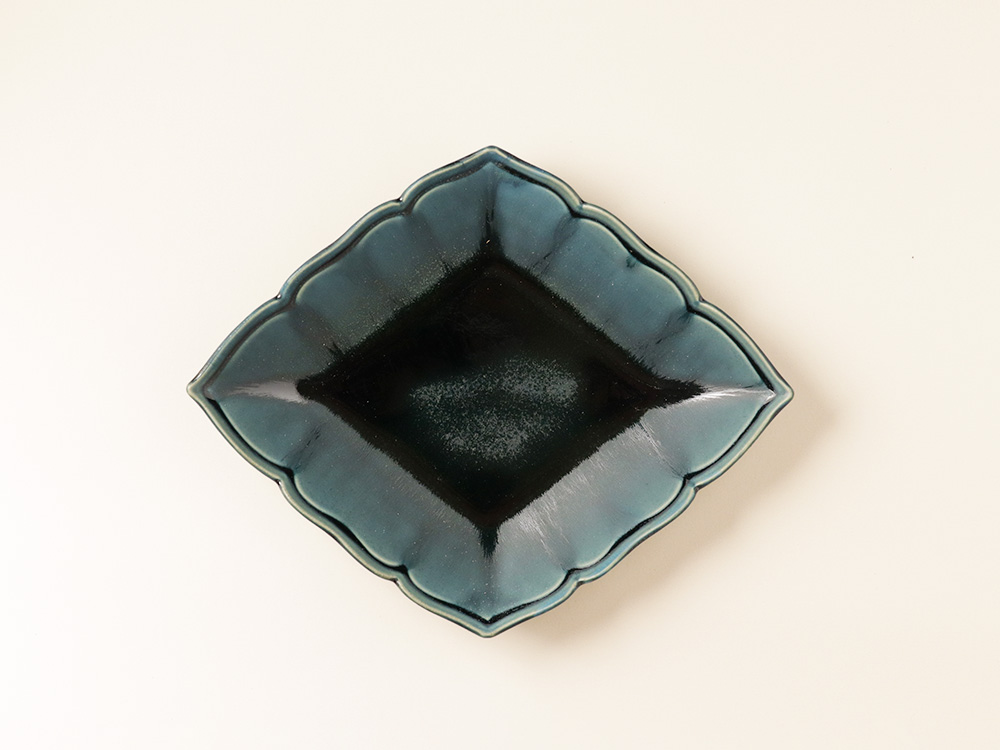 緑灰釉 菱形皿 波佐見焼