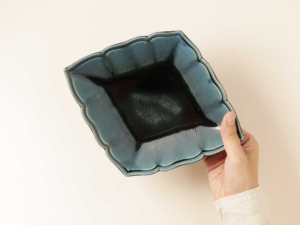 緑灰釉 菱形皿 波佐見焼