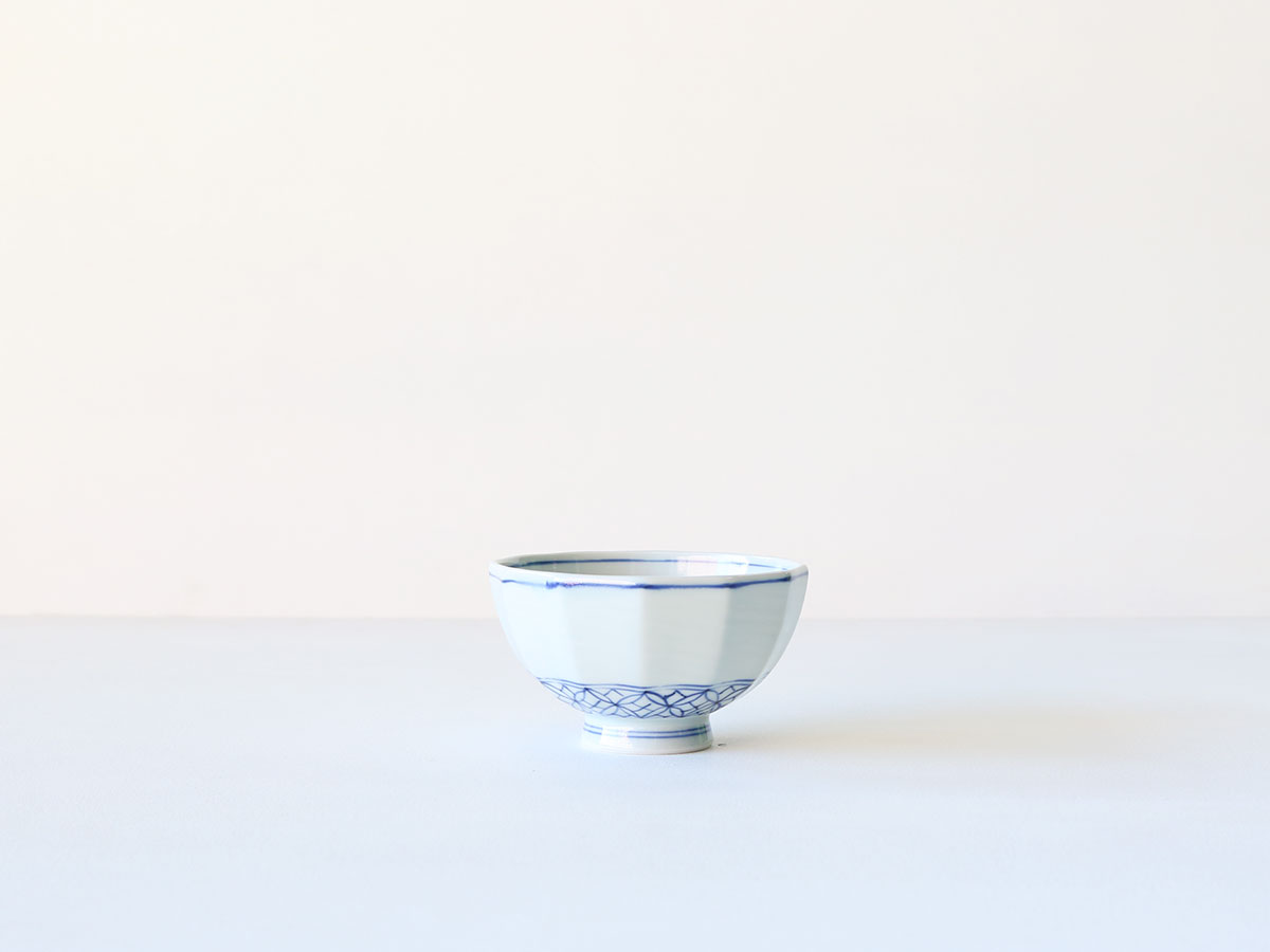 七宝紋 面取 茶碗 肥前吉田焼