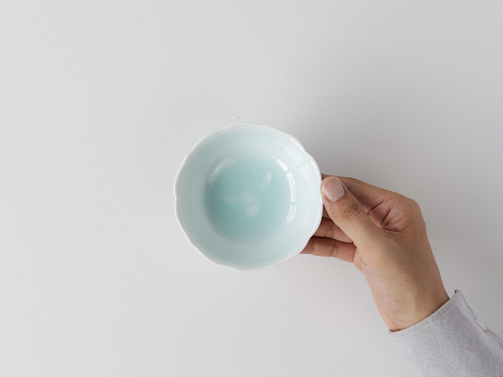 【デッドストック】青白磁 花柄 デザートカップ 有田焼