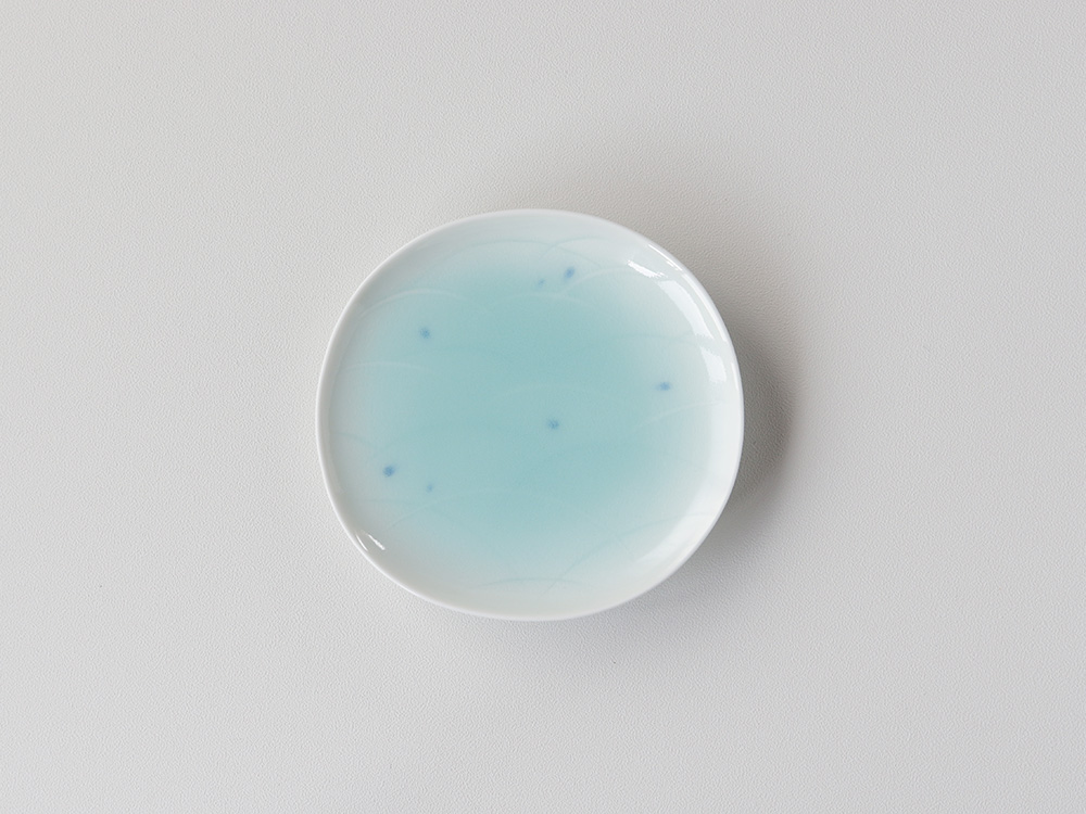 デッドストック 有田焼 青白磁 水玉 取り皿