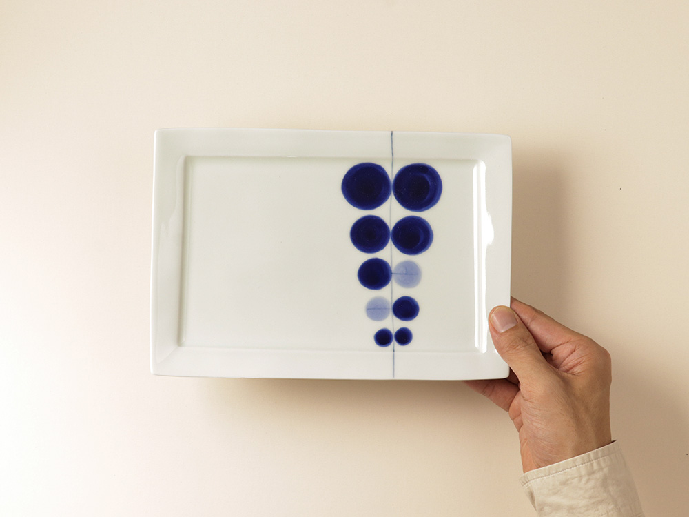 水玉リーフ 長角皿(大）有田焼