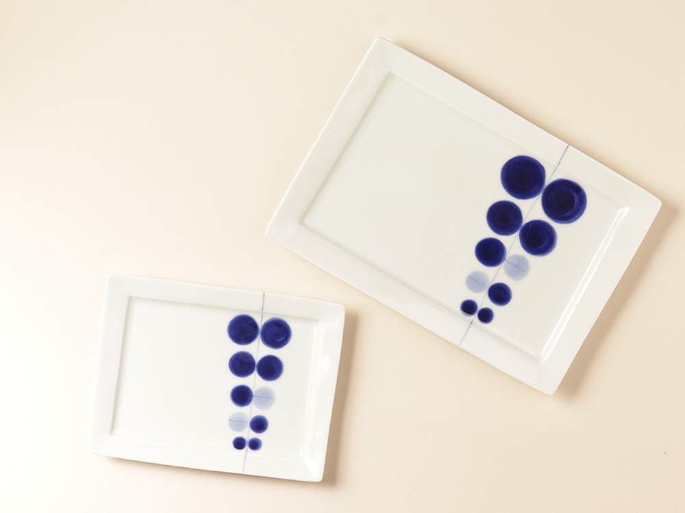 水玉リーフ 長角皿(大）有田焼