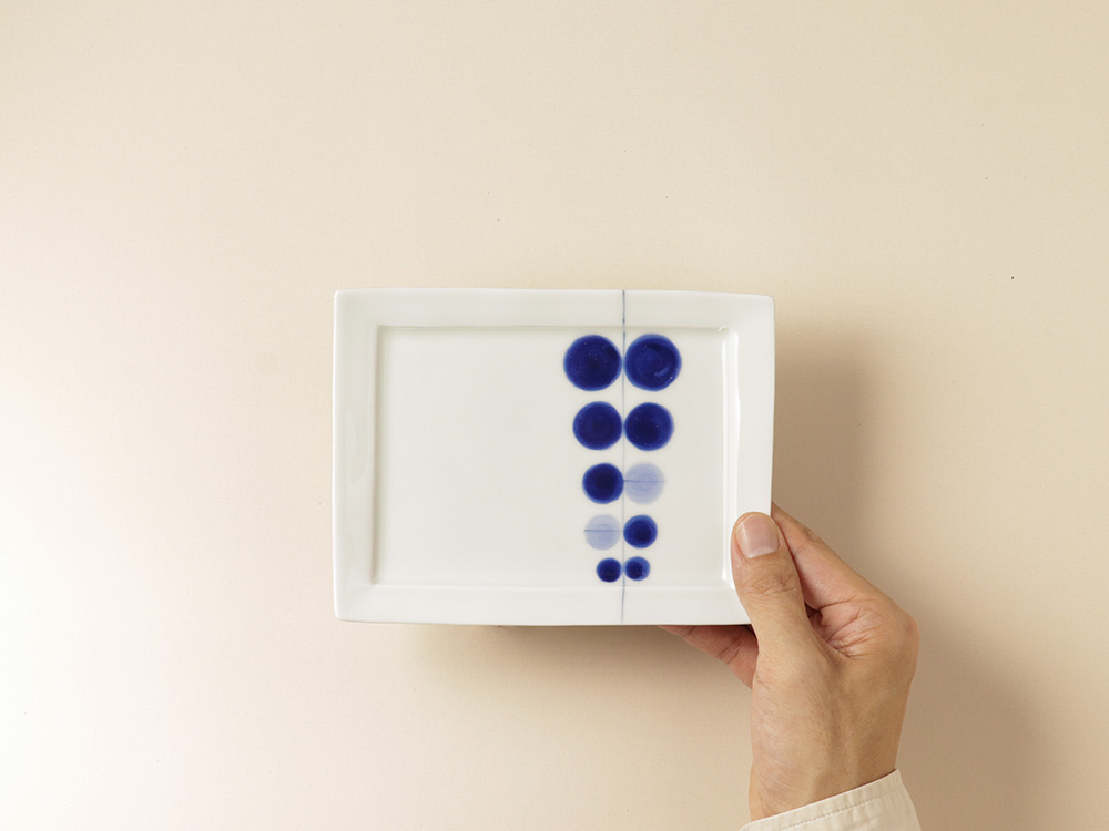 水玉リーフ 長角皿(小）有田焼