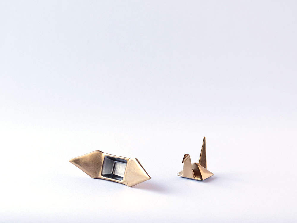 デッドストック 折鶴 金銀 蓋物 有田焼