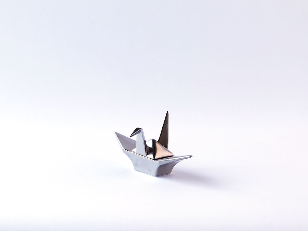 デッドストック 折鶴 金銀 蓋物 有田焼