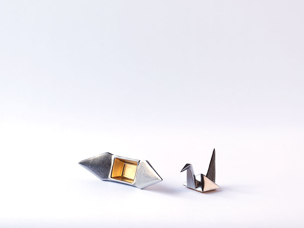 デッドストック 折鶴 金銀 蓋物 有田焼