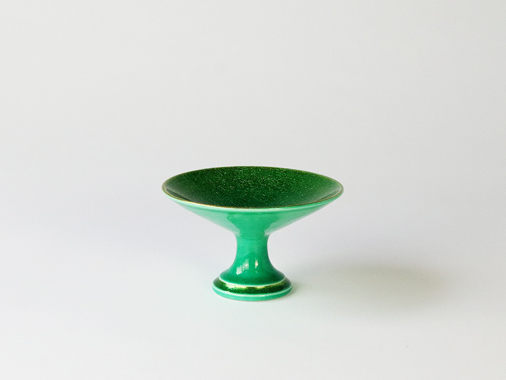 デッドストック グリーン 金彩 高台皿