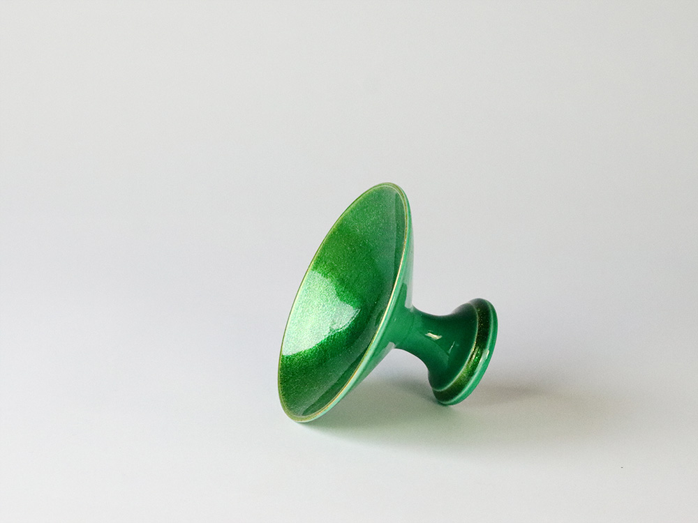 デッドストック グリーン 金彩 高台皿