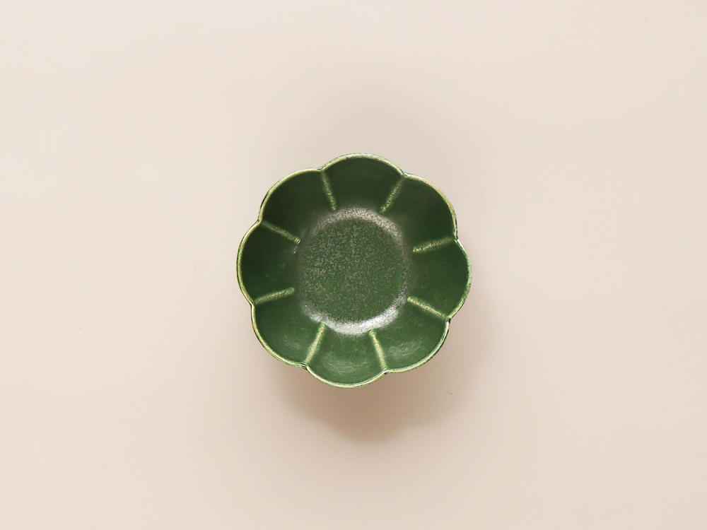 深緑釉 花弁小鉢 有田焼