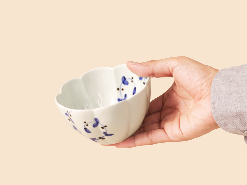 サビ唐草リーフ 花弁小鉢 有田焼