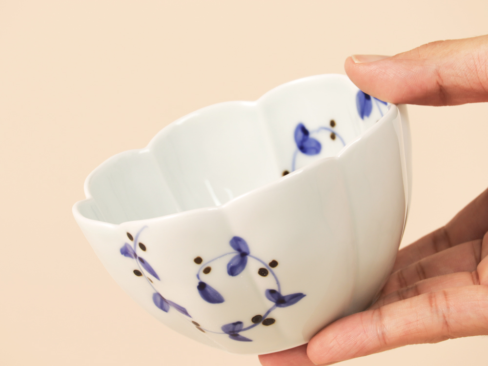 サビ唐草リーフ 花弁小鉢 有田焼