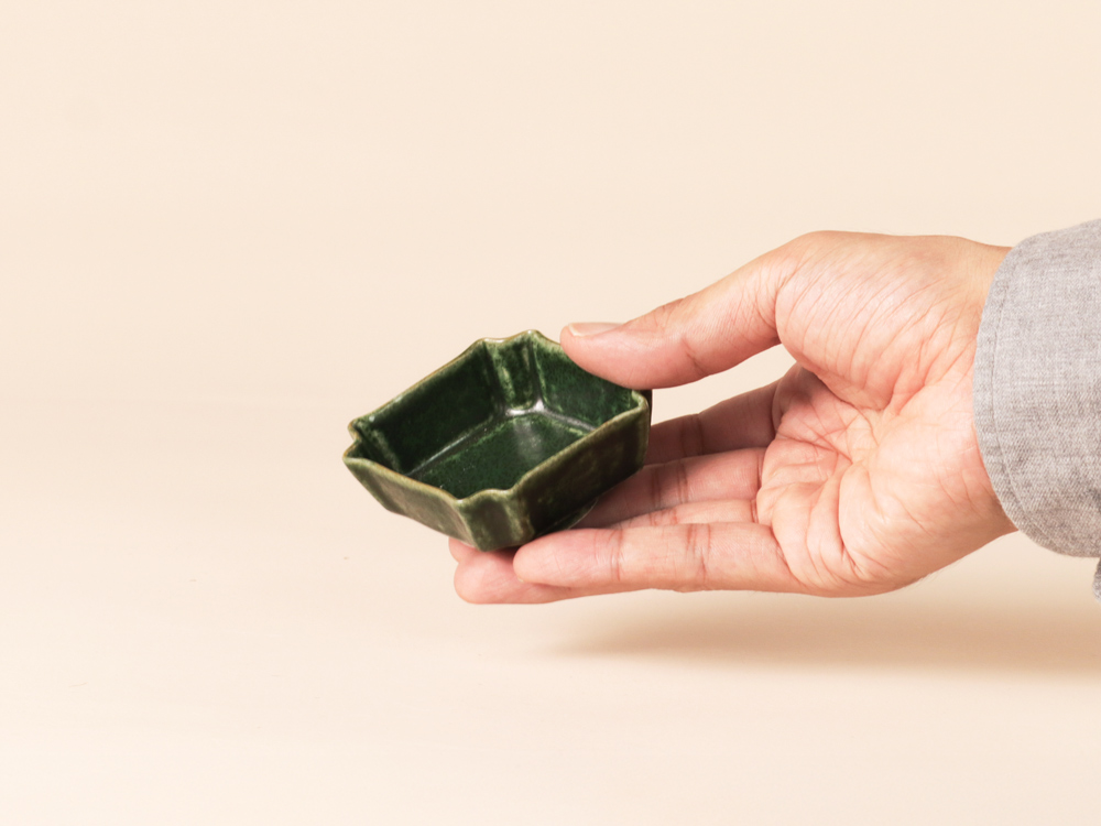深緑釉 菱形小付 有田焼