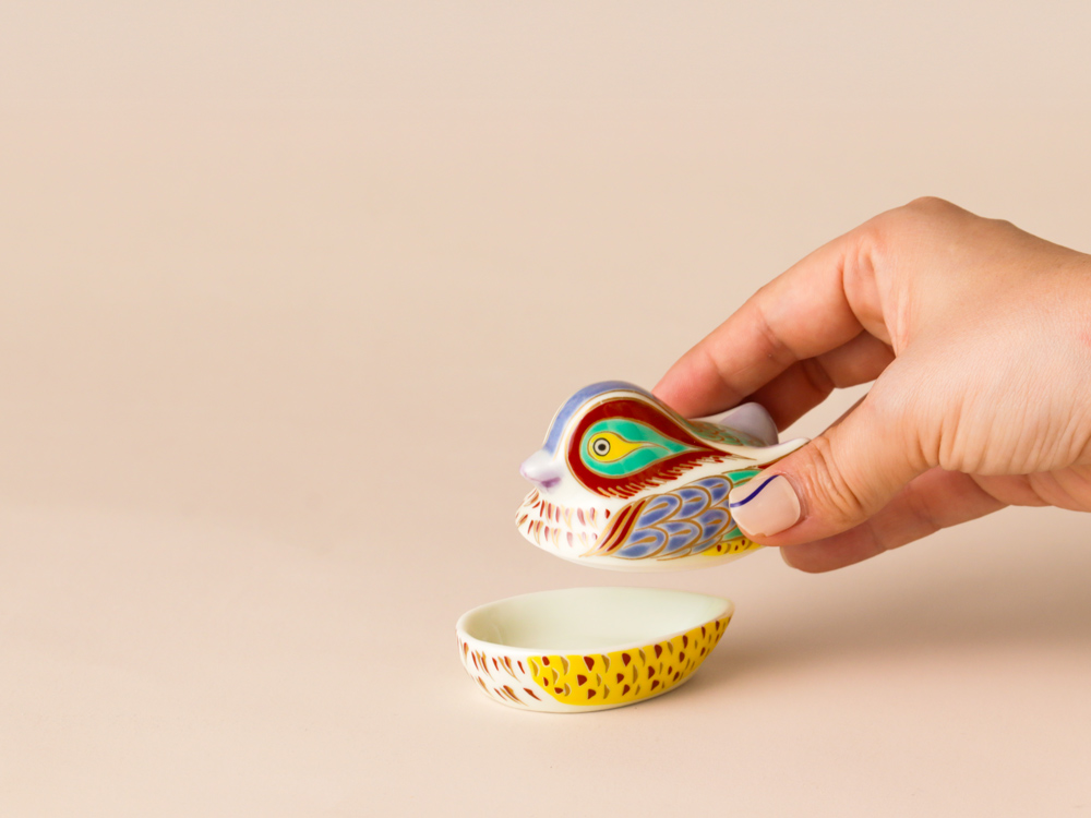 デッドストック おしどり 蓋物 有田焼