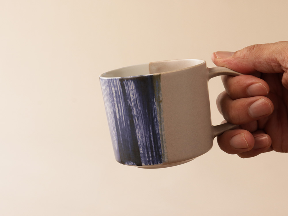  波刷毛目 マグカップ 小 波佐見焼