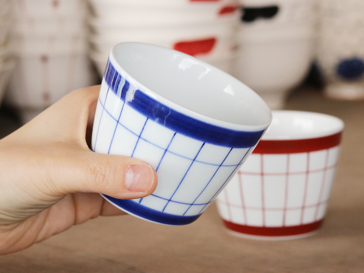 呉須巻・朱巻 格子 カップ 波佐見焼