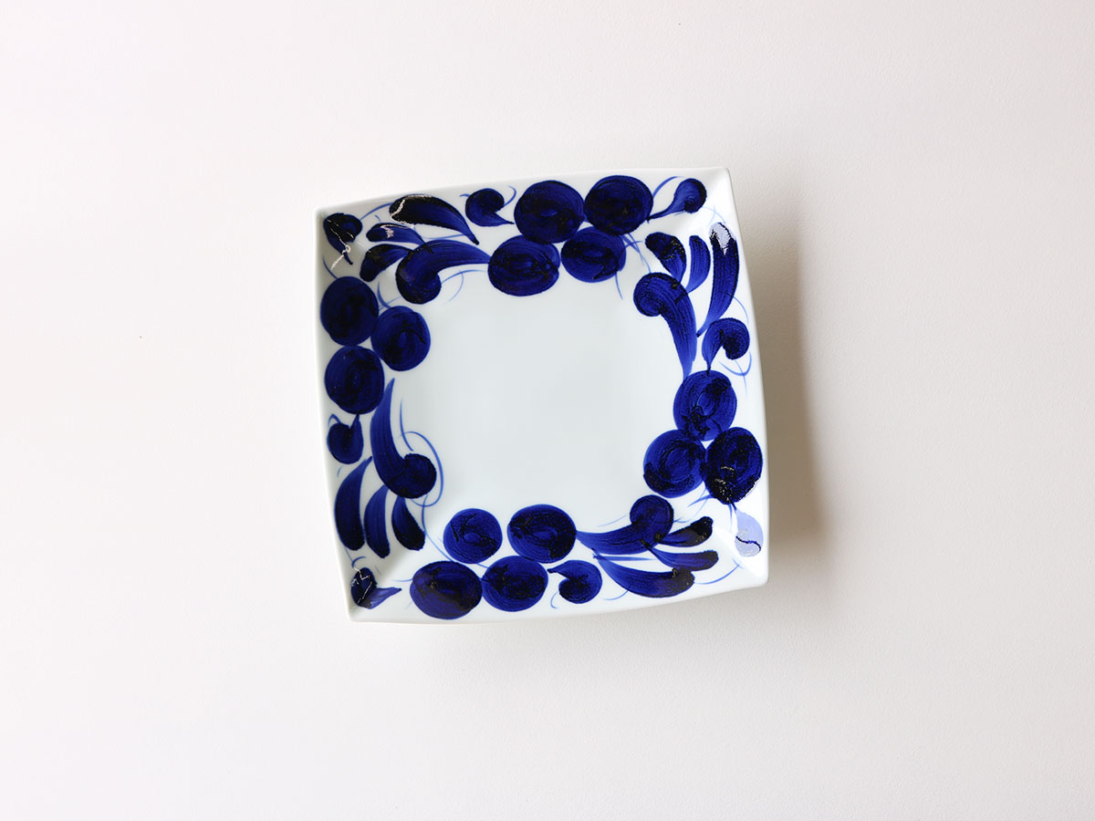 古染草花 角大皿 波佐見焼