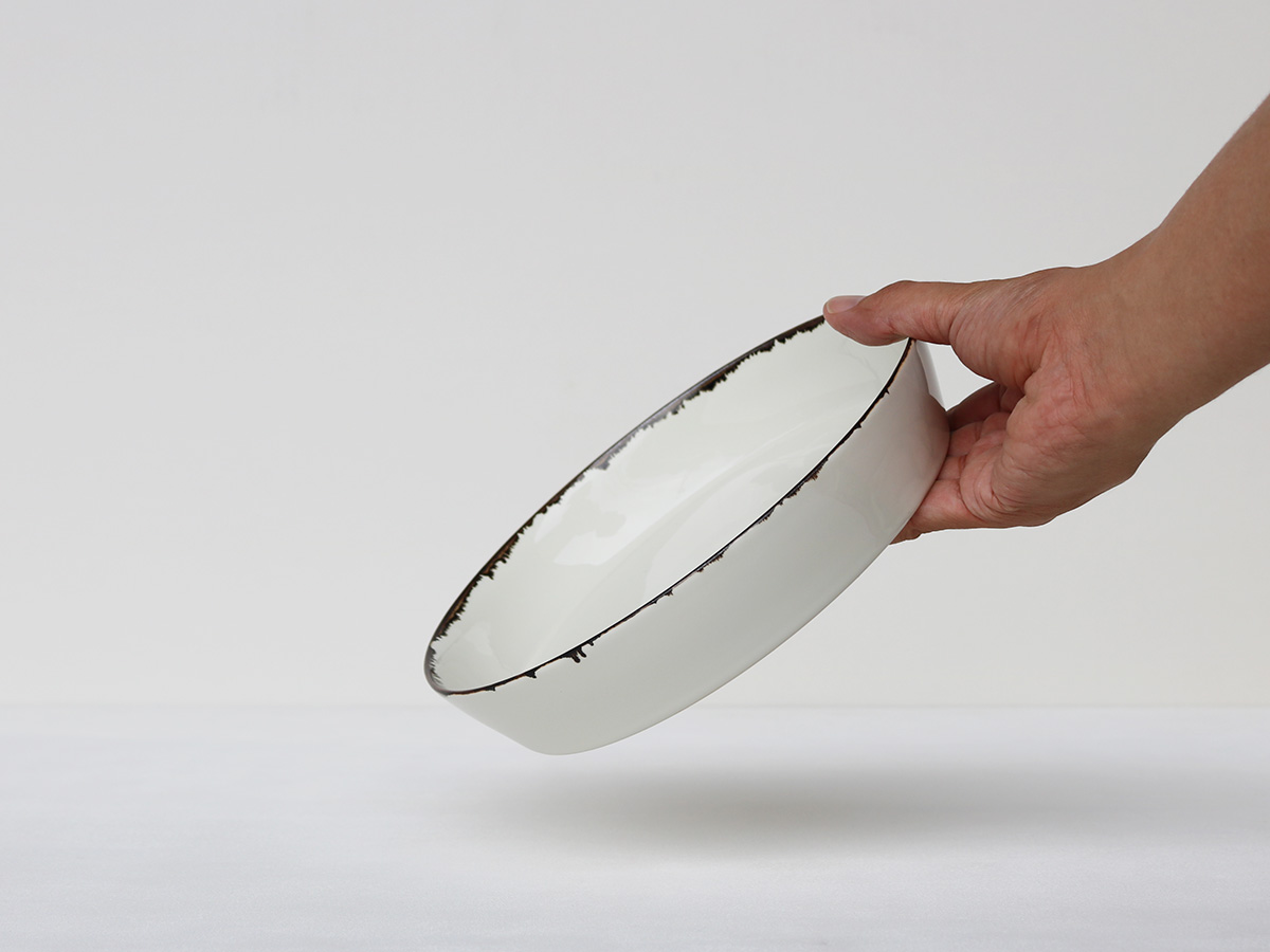 ホワイト釉サビ 21cmソリボウル 有田焼