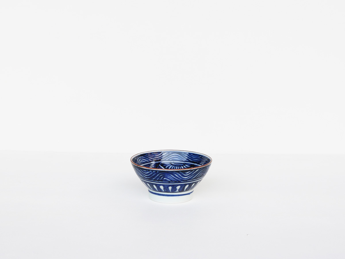 【デッドストック】 無陶人 染付 三島手紋様 お茶碗 (小) 有田焼