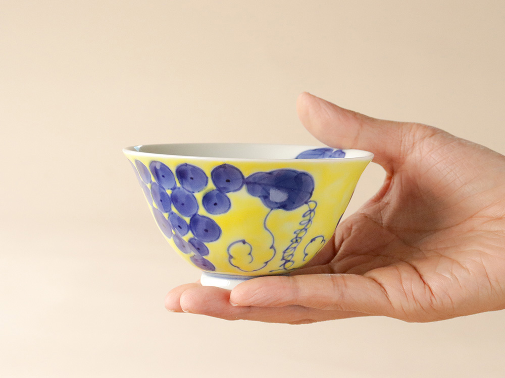 錦ふどり 染付ぶどう お茶碗 有田焼