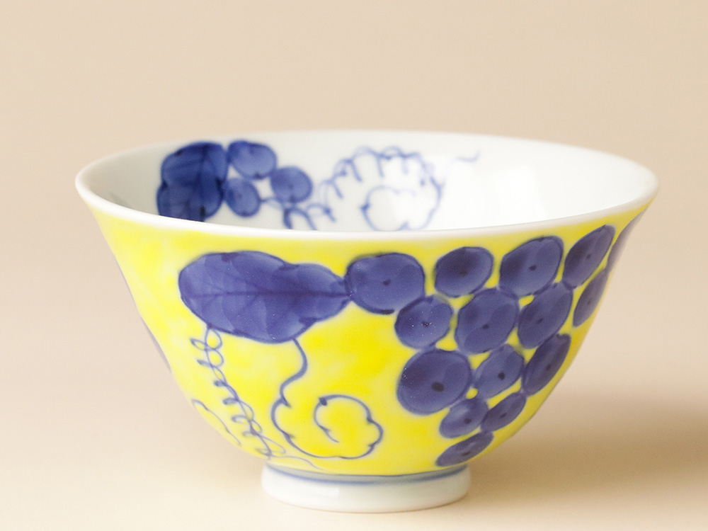 錦ふどり 染付ぶどう お茶碗 有田焼