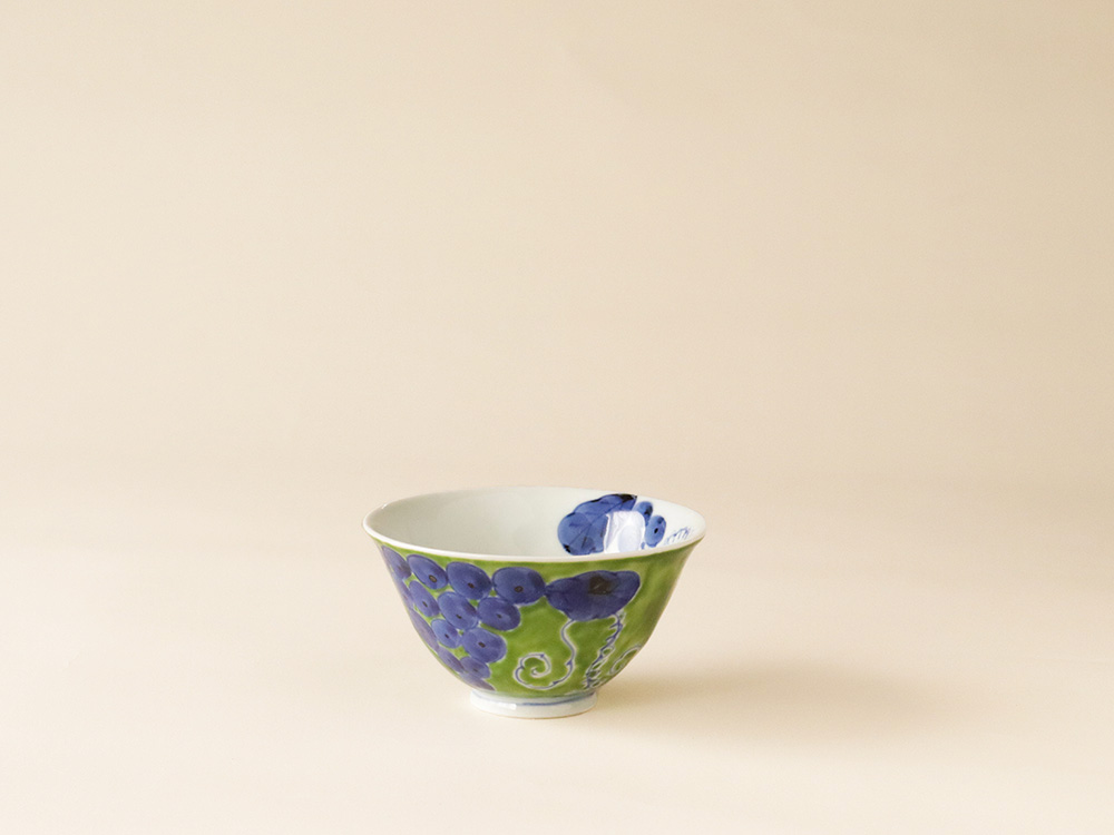 錦ふどり 染付ぶどう お茶碗 有田焼