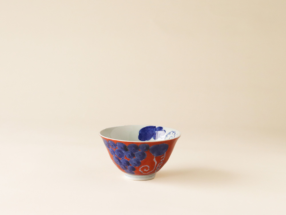 錦ふどり 染付ぶどう お茶碗 有田焼