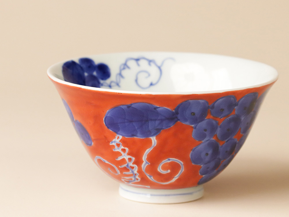 錦ふどり 染付ぶどう お茶碗 有田焼