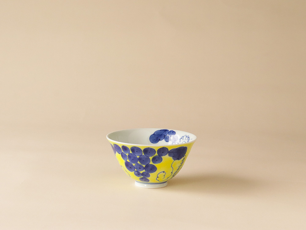 錦ふどり 染付ぶどう お茶碗 有田焼