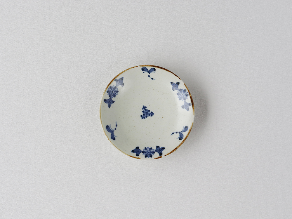 フチサビ 古染花4寸皿 波佐見焼