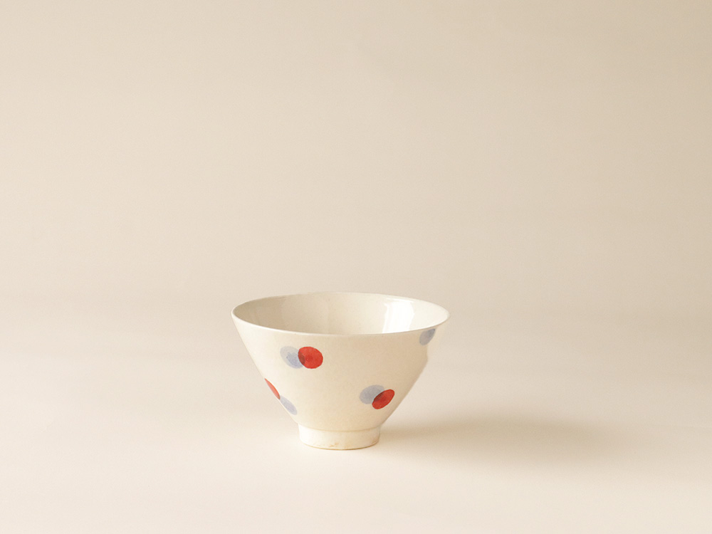 ２色水玉 お茶碗 波佐見焼