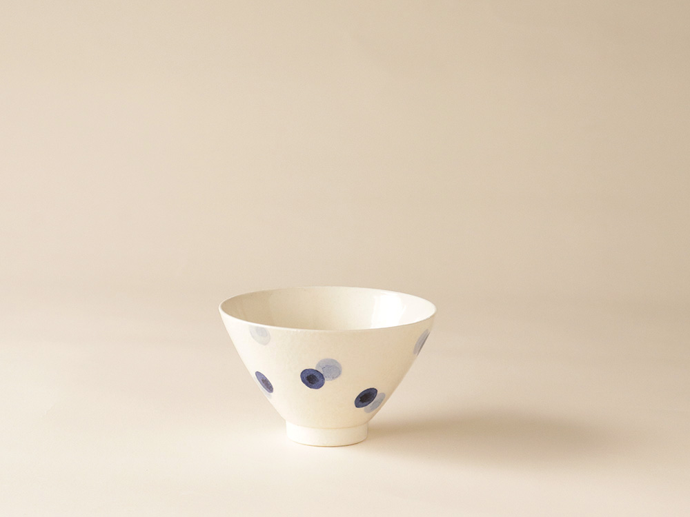２色水玉 お茶碗 波佐見焼