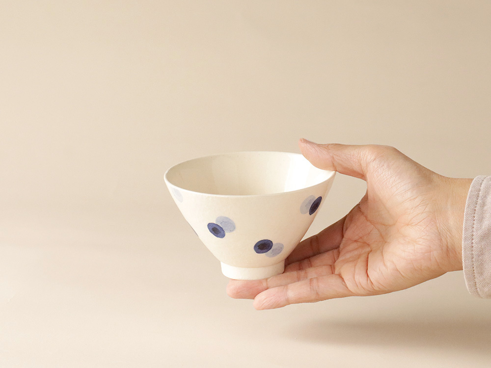 ２色水玉 お茶碗 波佐見焼