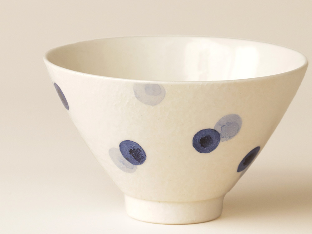 ２色水玉 お茶碗 波佐見焼