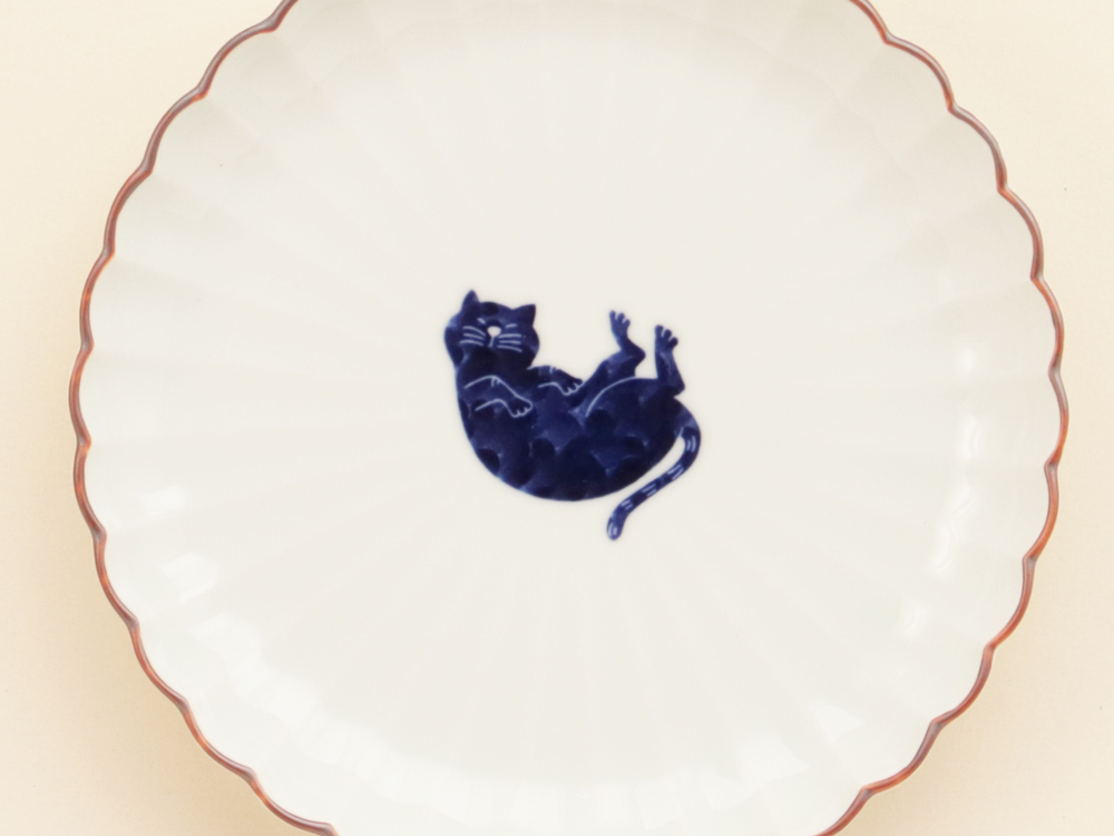 ネコ 5寸菊皿 大 波佐見焼 | ねこ 猫