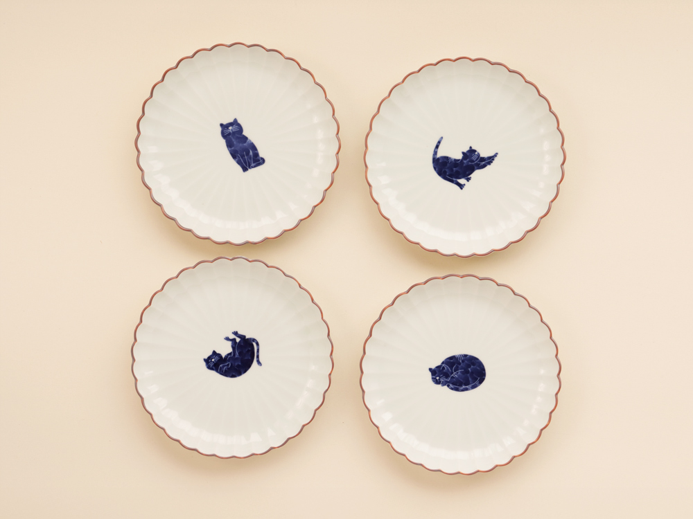 ネコ 5寸菊皿 大 波佐見焼 | ねこ 猫