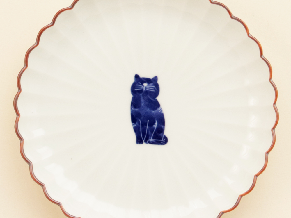 ネコ 5寸菊皿 大 波佐見焼 | ねこ 猫
