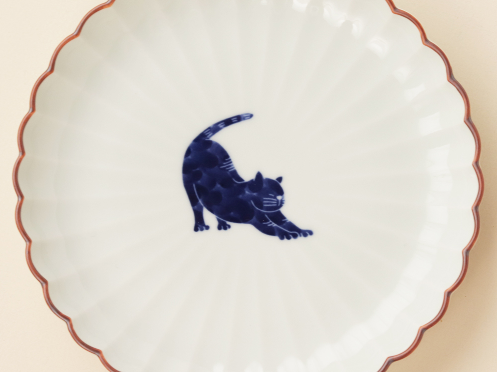 ネコ 5寸菊皿 大 波佐見焼 | ねこ 猫