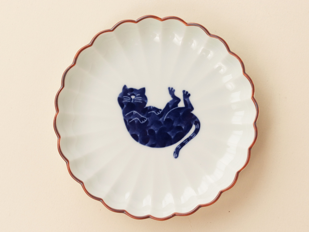 ネコ 3.5寸菊皿 小 波佐見焼 | ねこ 猫
