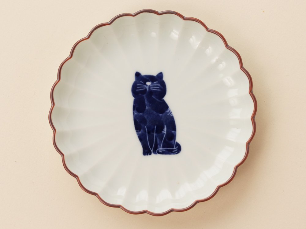 ネコ 3.5寸菊皿 小 波佐見焼 | ねこ 猫