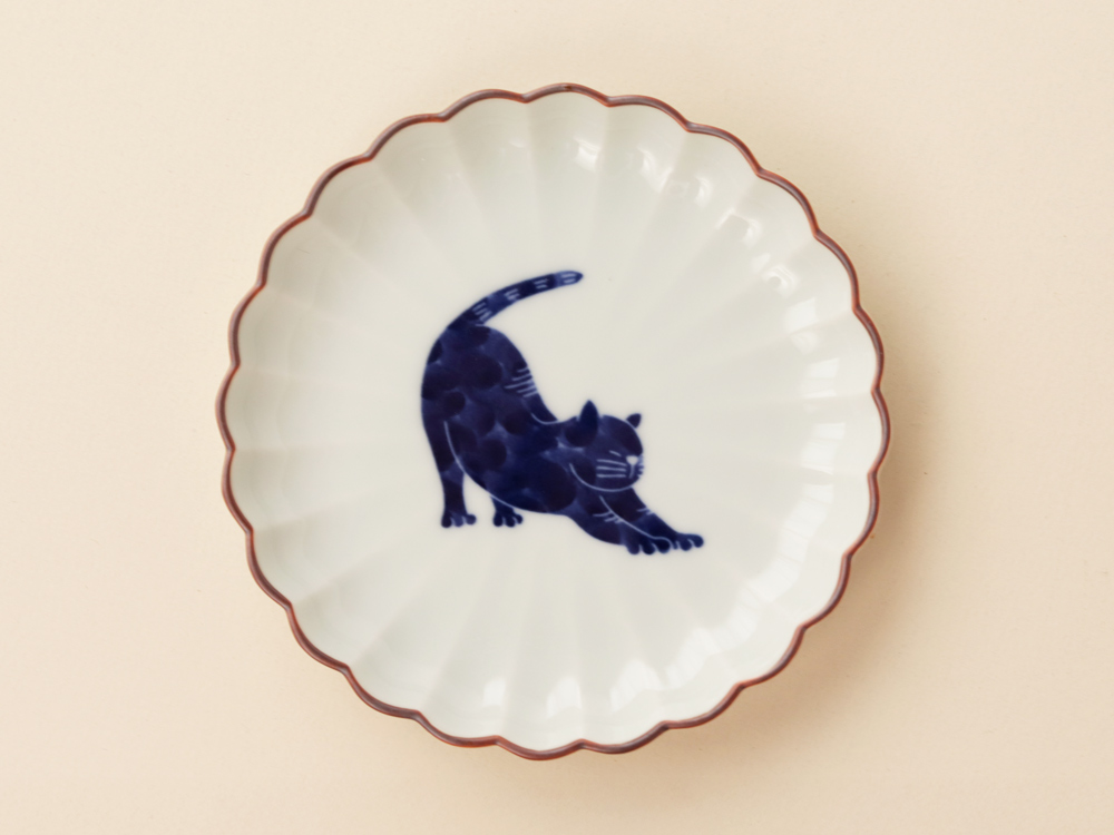 ネコ 3.5寸菊皿 小 波佐見焼 | ねこ 猫