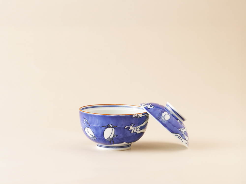 デッドストック 染付 雲に鶴 蓋物 蓋物 有田焼