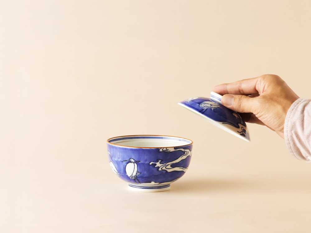 デッドストック 染付 雲に鶴 蓋物 蓋物 有田焼