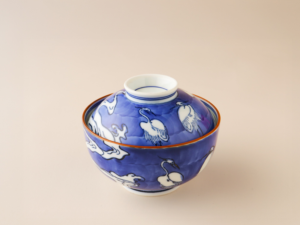 デッドストック 染付 雲に鶴 蓋物 蓋物 有田焼