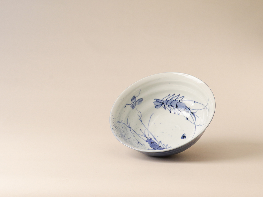 デッドストック 染付地絵中鉢 有田焼