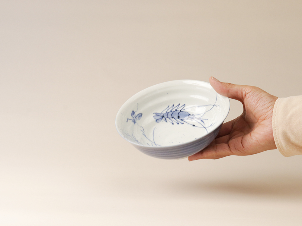 デッドストック 染付地絵中鉢 有田焼